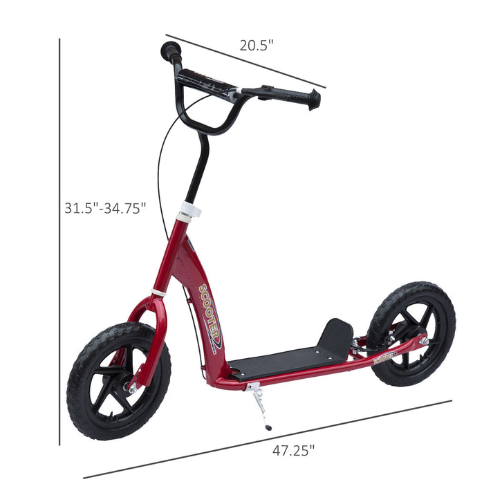 Homcom Reglable Enfants Pro Stunt Scooter Enfants Velo De Rue Velo Avec Pneu 12\" Rouge