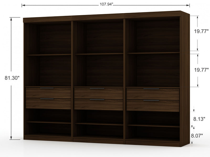 Armoire contemporaine moderne Mulberry 36\" en brun chataigne - Ensemble de 3