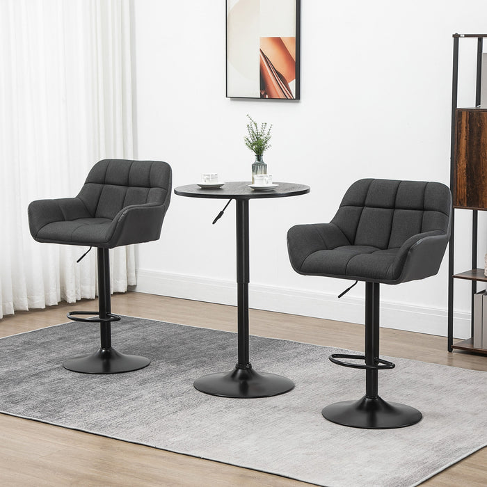 HOMCOM 2 Tabourets de Bar Reglables Pivotants Tissu Capitonne
