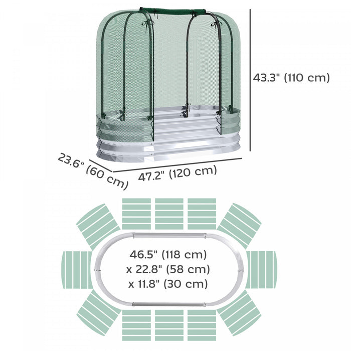 Outsunny Lit De Jardin Galvanise Avec Cage De Culture, Jardiniere En Metal