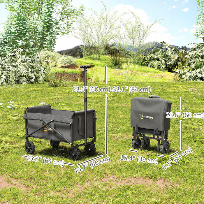 Outsunny Petit Chariot Pliable, Chariot Utilitaire de Jardin, Gris