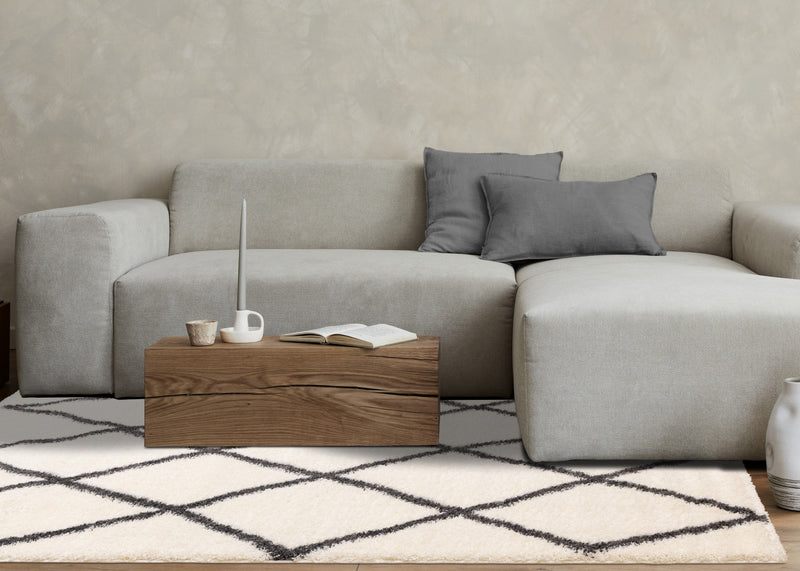 Tapis Fairmont treillis blanc gris, 6'7\" x 9'10\"
