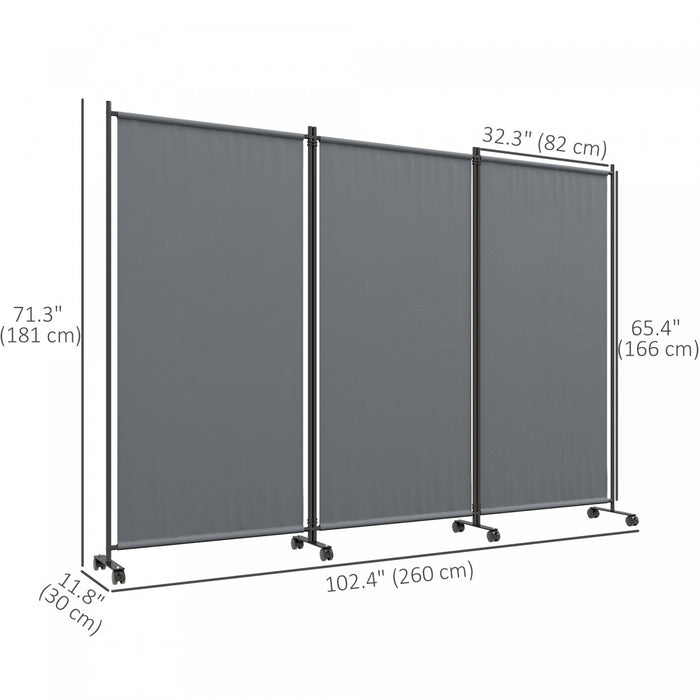 Outsunny Separateur De Piece, Ecran De Confidentialite Roulant 6pi, Gris