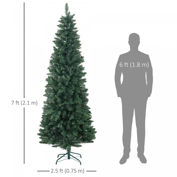 Homcom Arbre De Noel Artificiel De 7pi De Haut Avec Base En Acier, Vert