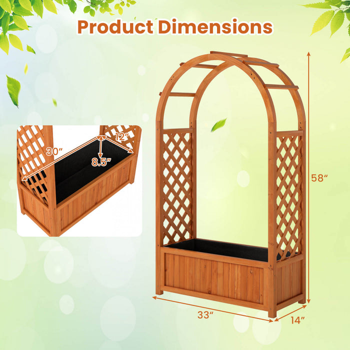 Costway 1 Pc Souleve Lit De Jardin En Bois Boite De Planteur Elevee Avec Treillis En Treillis Et Toit Doule