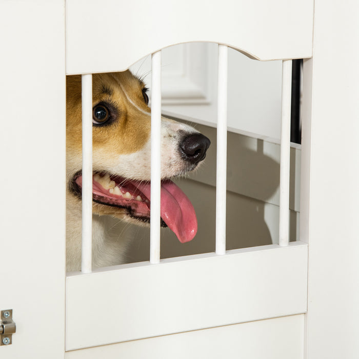 Pawhut Cage Pour Chien En Bois Avec Fenetres Multi-usage Portes Verrouillables Base Surelevee Pour Chiens De Petite Et Moyenne Taille Blanc