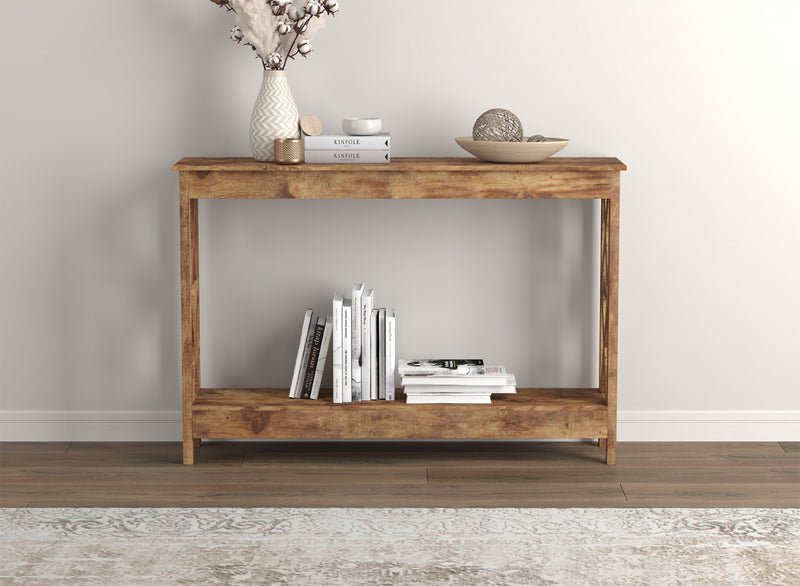 Console de 47 po avec 1 tablette - bois recyclé brun