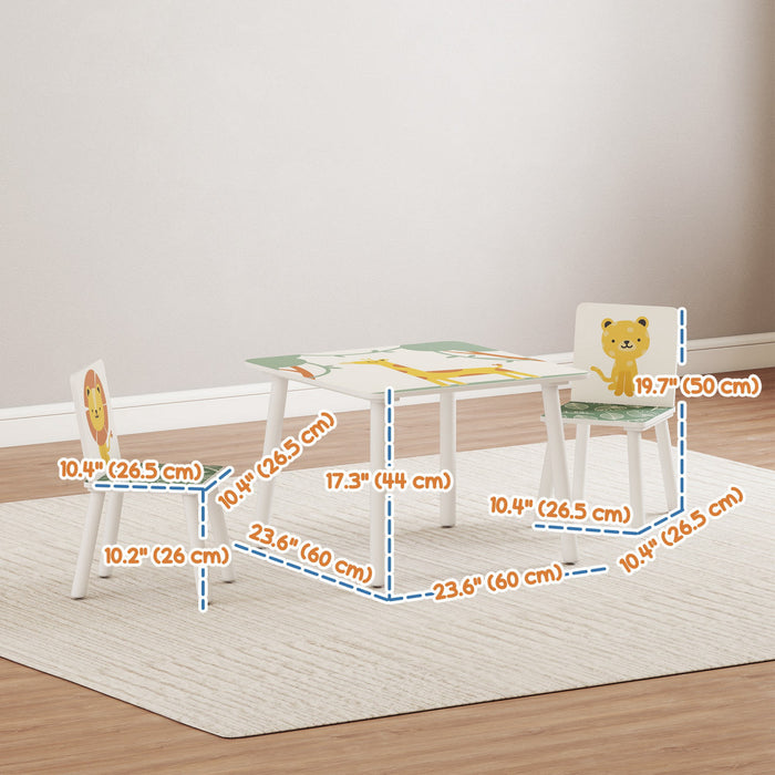 Qaba Ensemble de table et chaise 3 pcs pour enfants de 3 a 8 ans, vert