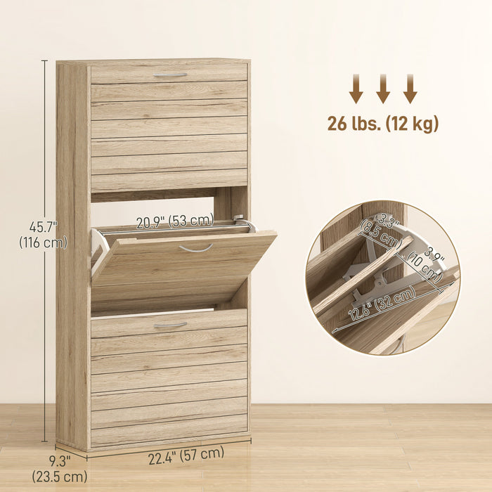 HOMCOM Meuble Slim de Rangement pour Chaussures avec 3 Tiroirs Basculants pour 9 a 12 Paires de Chaussures