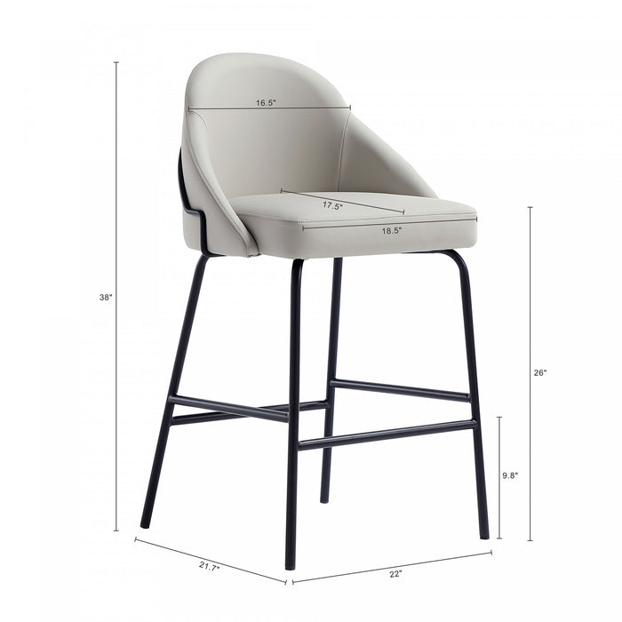 Tabouret de comptoir moderne en metal Gracie, rembourre, gris pierre et noir