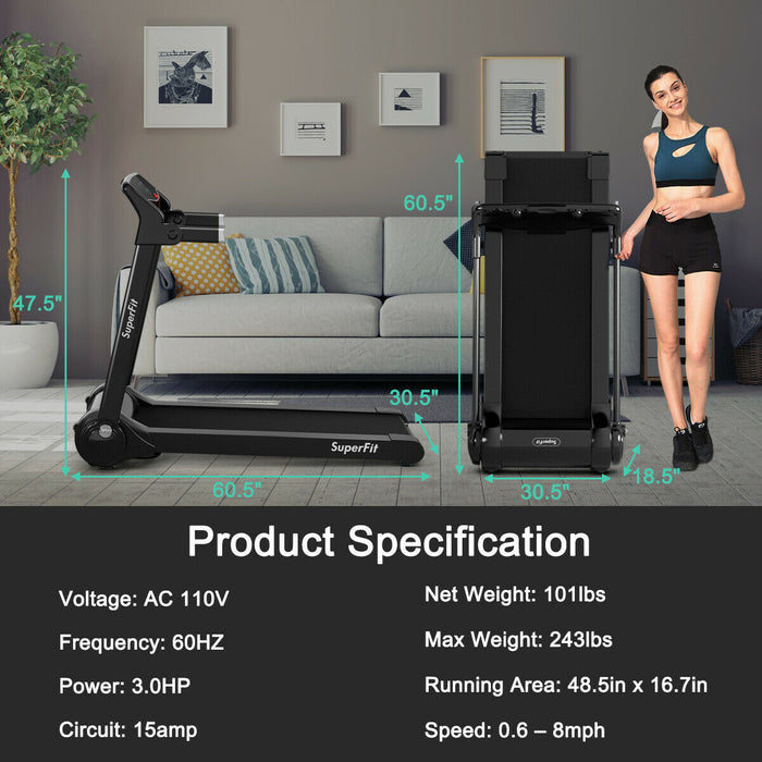 Tapis De Course Pliant 3cv Superfit – Avec Bluetooth