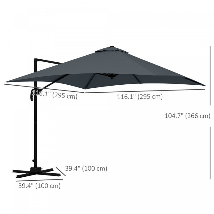 Outsunny Parasol En Porte-a-faux Carre De 10 Pi