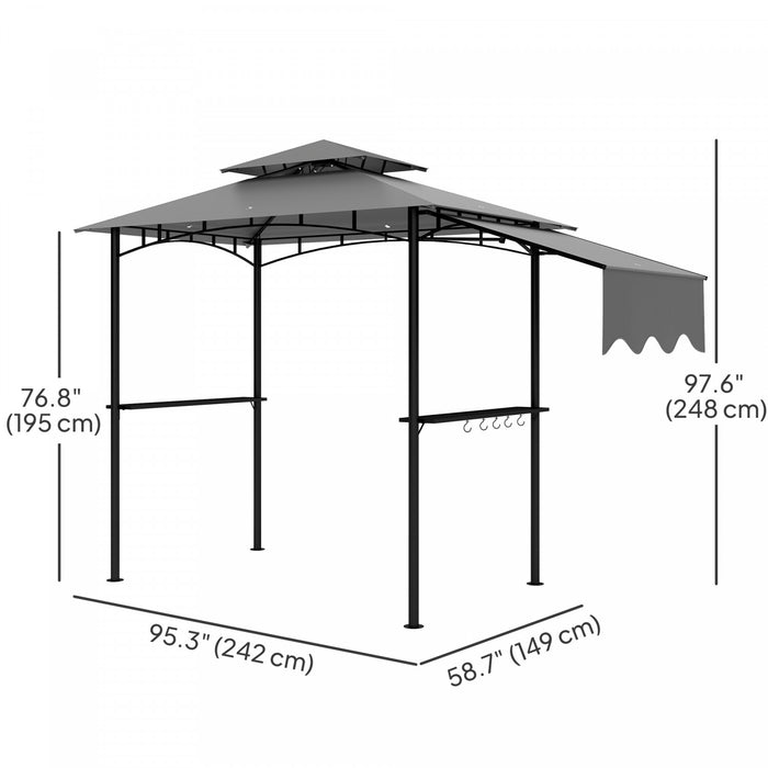 Outsunny Tonnelle De Barbecue 8' X 5', Abri Bbq A Deux Niveaux, Gris Clair