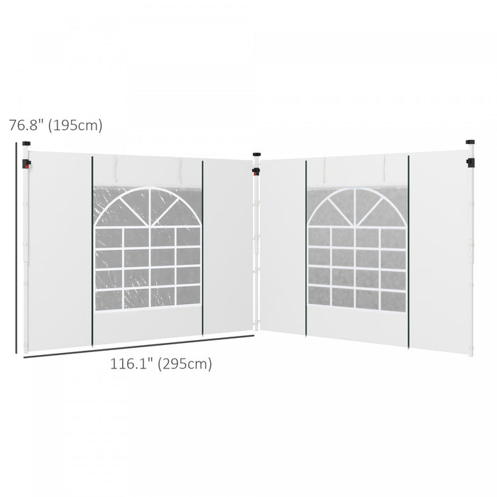 Outsunny Parois Laterales D'auvent Instantane Avec Fenetres Et Portes, Pour Auvent Pop-up De 10' X 10' Ou 10' X 20', Remplacement Des Murs D'auvent, 2 Pieces, Blanc