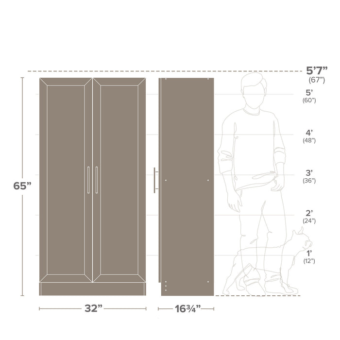 Armoire d’appoint de rangement Elite avec portes à panneaux et 3 tablettes - blanche