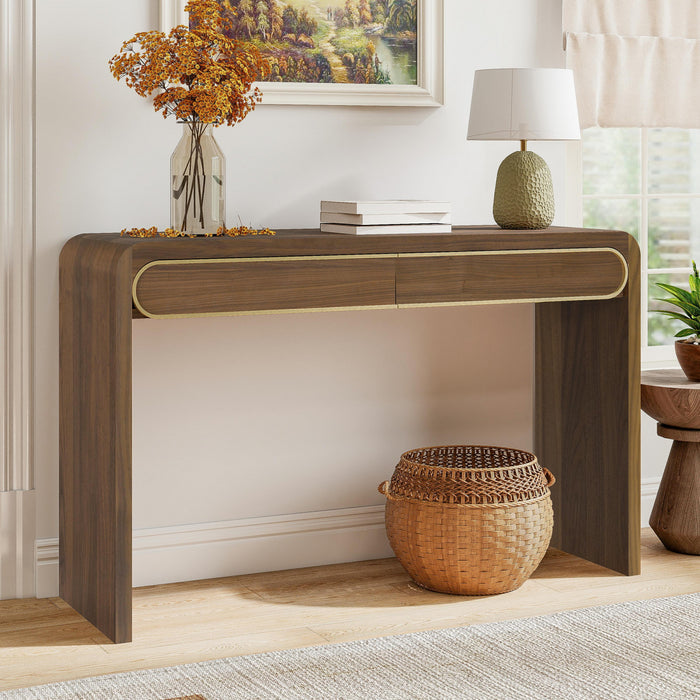 Console en bois Olivia 120 cm avec tiroirs - doree