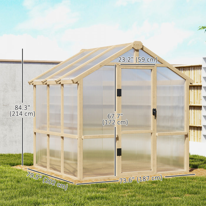 Outsunny Serre En Polycarbonate 6,6 X 6 Pi Serre En Bois A Acces Direct