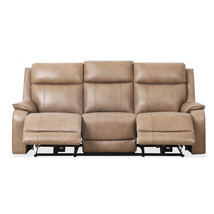 Sofa inclinable electrique Marlow de 84 po en cuir assorti avec USB/USB-C - Taupe