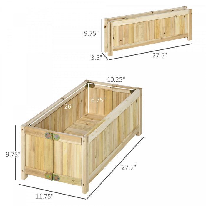 Outsunny 28'' X 12'' Pliable Lit De Jardin Sureleve, Boite A Plantes Surelevee, Lit De Plantation En Bois Pour L'arriere-cour, Le Patio Pour Cultiver Des Legumes, Des Herbes Et Des Fleurs