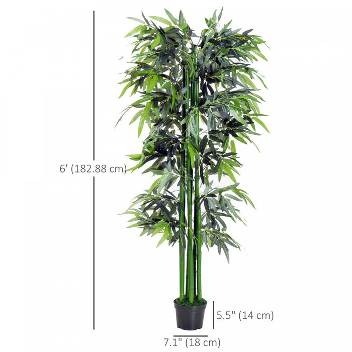 Outsunny Bambou artificiel 1,80 m, fausse plante en pot interieur