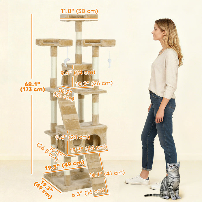 Arbre a chat 173 cm, centre d'activites a plusieurs niveaux