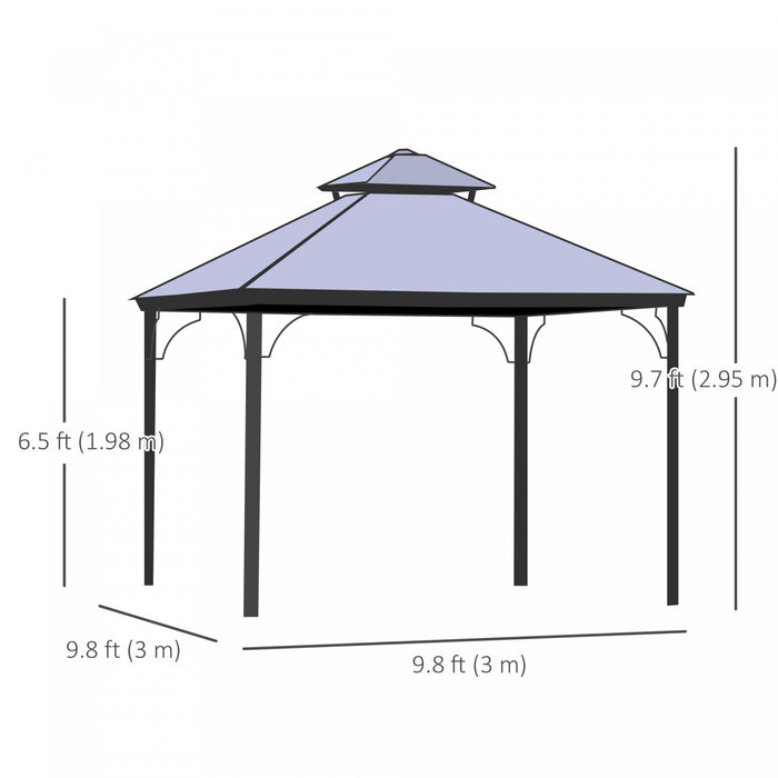 Outsunny Gazebo Exterieur A 2 Niveaux De 10' X 10' En Polycarbonate, Beige