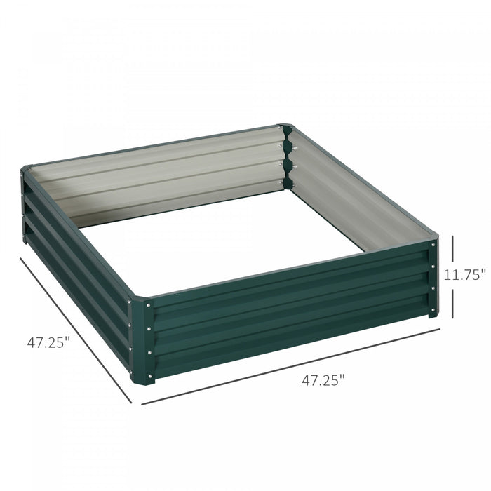 Outsunny Parterre De Fleur Carre Potager De Jardin Jardinieres Bac A Fleurs Panneaux Modulables En Acier Dim. 47.25\"l × 47.25\"l × 11.75\"h Vert