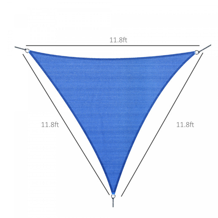 Outsunny Triangle 12' Canopy Sun Sail Shade Garden Cover Uv Protector Abri Exterieur Pour Pelouse Avec Sac De Transport Bleu