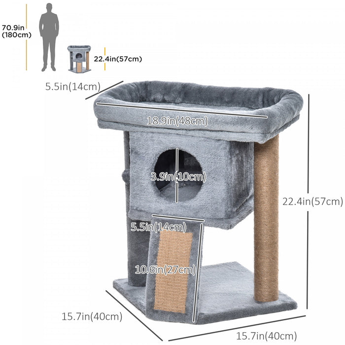 Pawhut Arbre A Chat, Petite Tour Pour Chat Avec Perchoir, Arbre A Chat, Condo Pour Chat, Balle Jouet Pour Chaton, Utilisation En Interieur, Gris