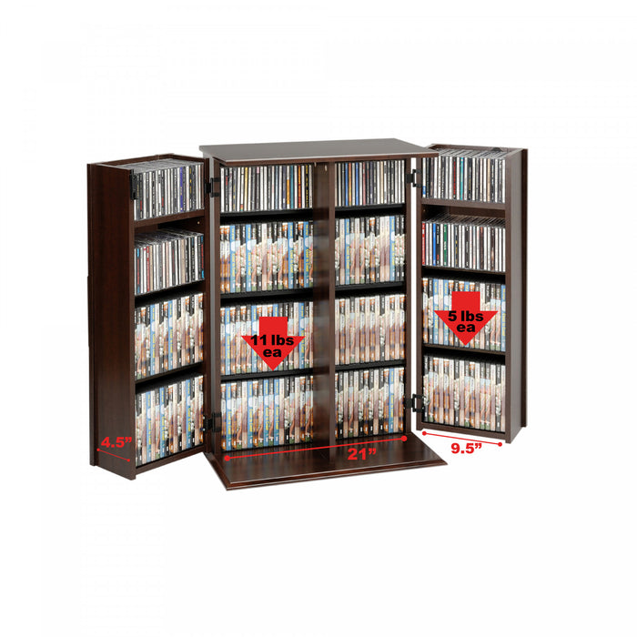 Armoire de rangement multimédia verrouillable avec portes de style Shaker - espresso