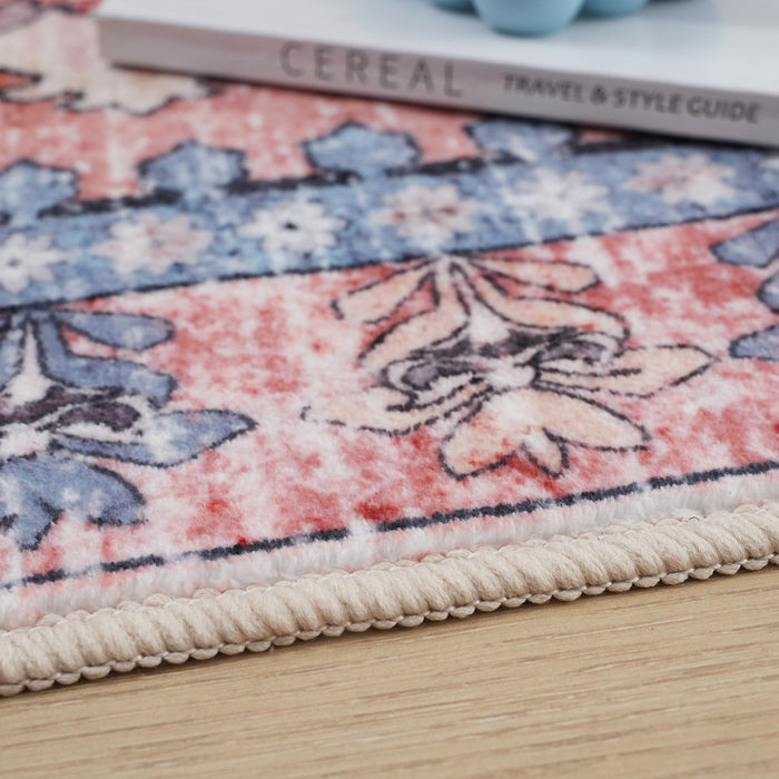 Aqua Flammes Rose Tapis Lavable Et Antiderapant A Poils Ras 5'x7'