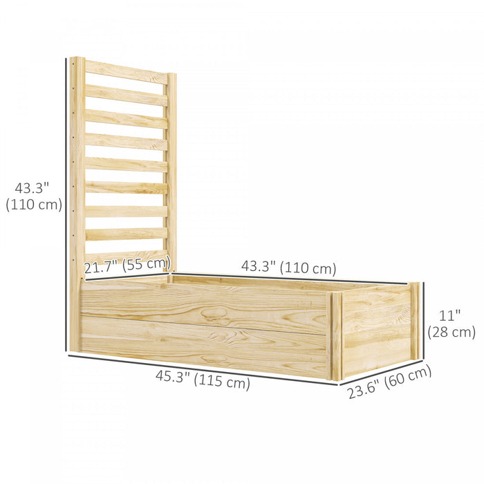 Outsunny Jardiniere Surelevee En Bois, Jardiniere Avec Treillis, Naturel