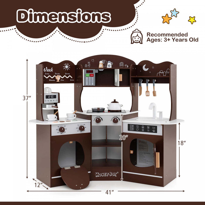Honeyjoy Coin Cuisine Jeu Avec Machine A Cafe Four Micro-ondes Machine A Laver Marron