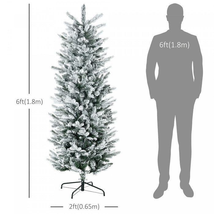 Homcom Sapin De Noel Artificiel De 6 Pi Avec Neige, Ouverture Automatique