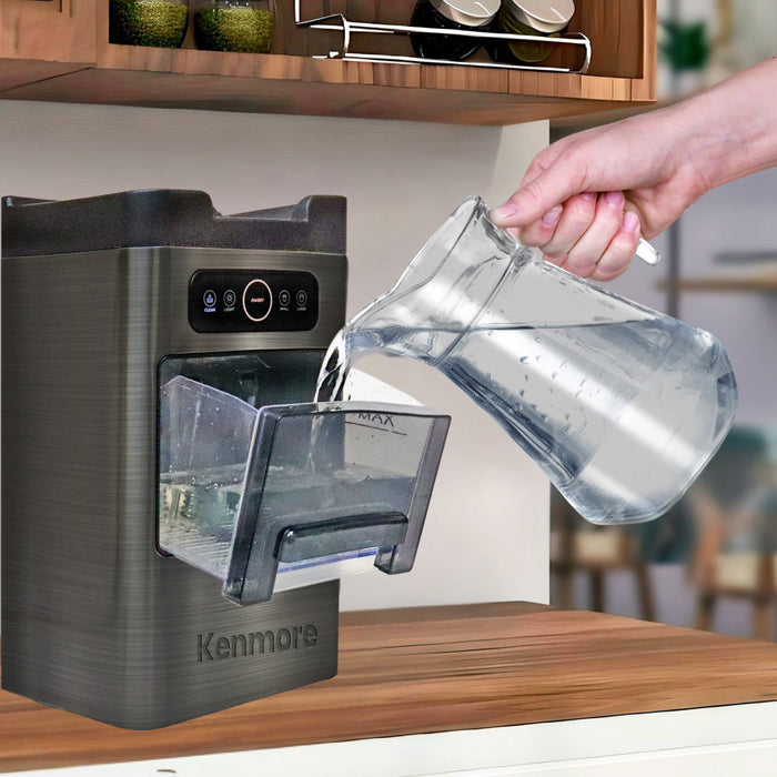Machine a glacons a chargement frontal Kenmore, 26 lb/24 h, acier inoxydable noir