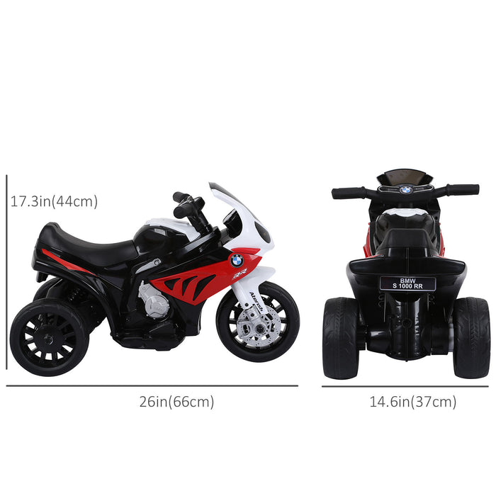 Aosom 6v Moto Pour Enfants Sous Licence Bmw, Moto Pour Tout-petits, Avec Phare, Musique, Moto Electrique A 3 Roues Pour Enfants, Cadeau Pour Garcons Et Filles (rouge)