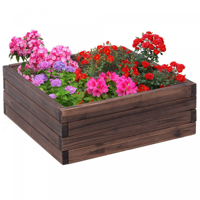 Kit De Planteur De Graines De Legumes De Fleurs De Lit De Jardin Costway Square Souleve Boite Elevee