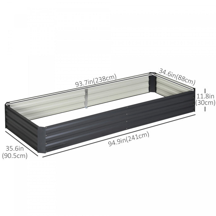 Outsunny Lit De Jardin Sureleve Galvanise 95\" X 36\" X 12\", Jardiniere Surelevee En Metal, Bricolage Et Nettoyage Faciles Pour Faire Pousser Des Fleurs, Des Herbes, Des Plantes Grasses, Gris