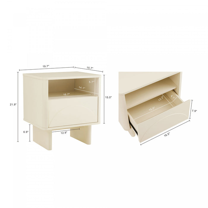 Table de nuit Ella Modern 20\" en creme (1 tiroir)