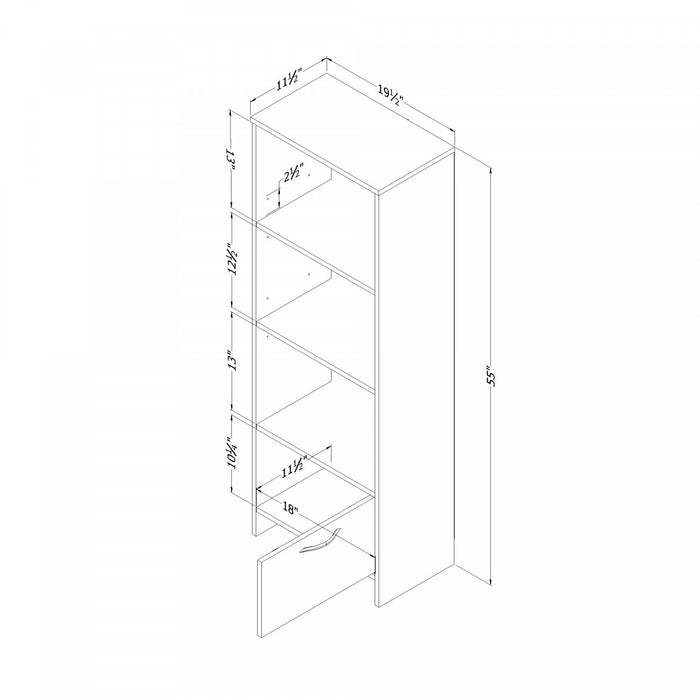 Step One Bibliotheque 3 Tablettes Avec Porte - Noir Solide