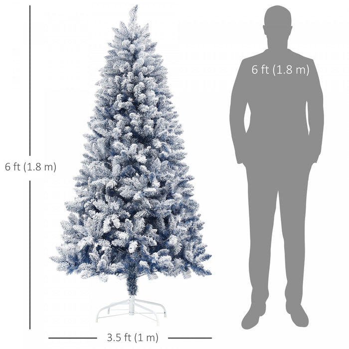 Homcom Arbre De Noel Artificiel De 6 Pi Avec Branches Floquees De Neige