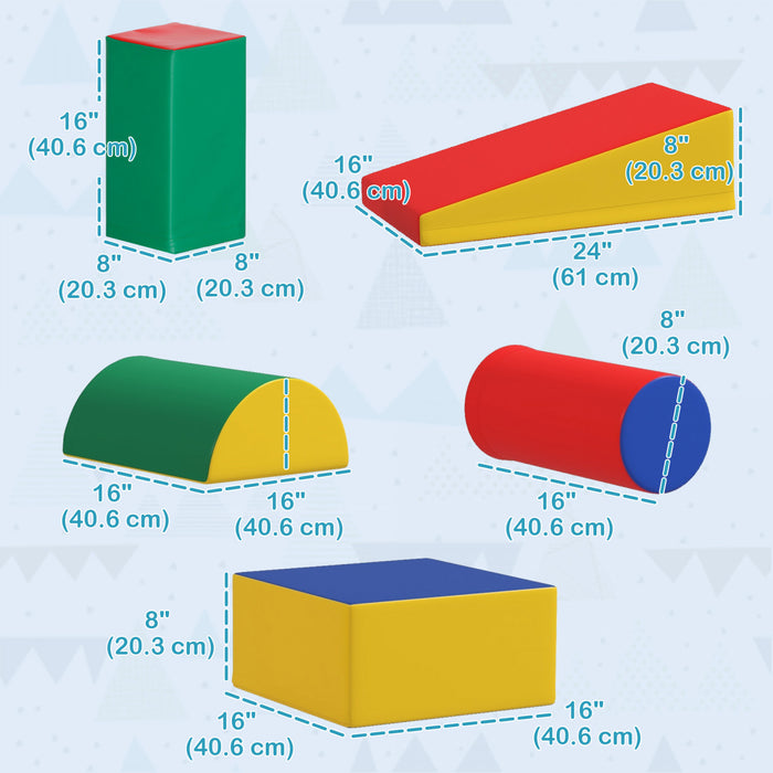 Soozier Ensemble De Jeu D'activite D'escalade Et D'exploration De 5 Pieces En Mousse Souple Pour Tout-petits Escaliers Et Rampe, Equipement De Jeu Interieur Multicolore