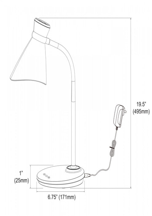 Lampe de table de Dainolite avec fini argenté et ampoule à DEL de 6 W