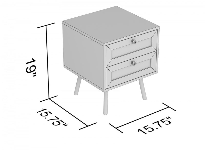 Table de bout avec 2 tiroirs - apparence de bois brun naturel