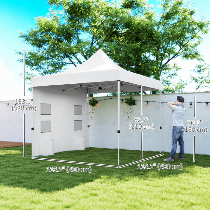 Outsunny Tente A Auvent Escamotable Robuste 10' X 10', Upf50+, Blanc