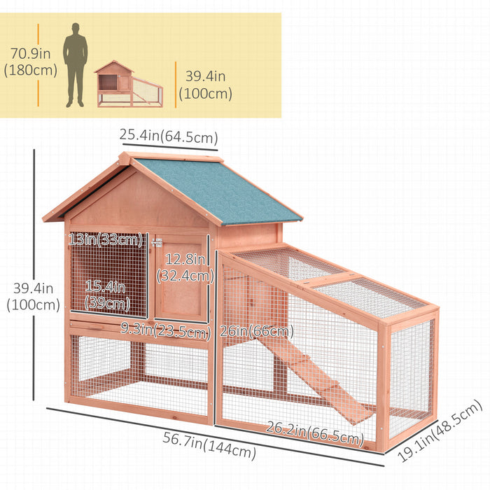 Pawhut Clapier A Lapin A 2 Niveaux En Bois Massif Maison Pour Petits Animaux Habitat Exterieur Resistant A L'eau Avec Rampe