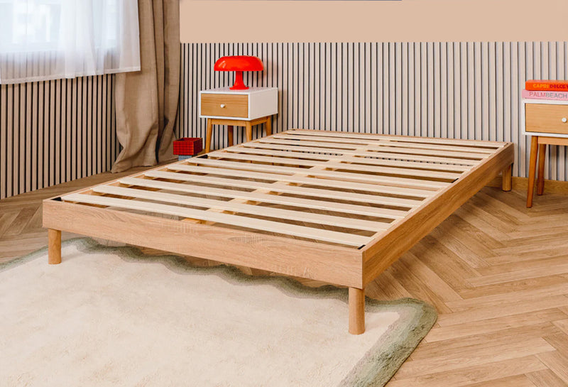 Cadre de très grand lit plateforme Smart Base Essential en métal - naturel