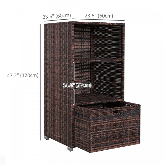 Outsunny Meuble De Rangement Avec 2 Etageres 1 Tiroir, Brun Mixte