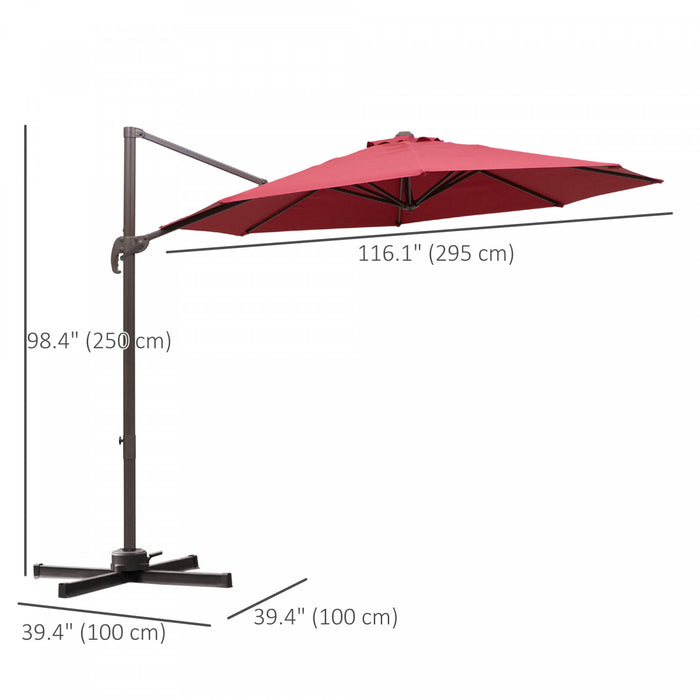 Outsunny Parasol De Terrasse De 10 Pi Avec Rotation A 360°, Bordeaux