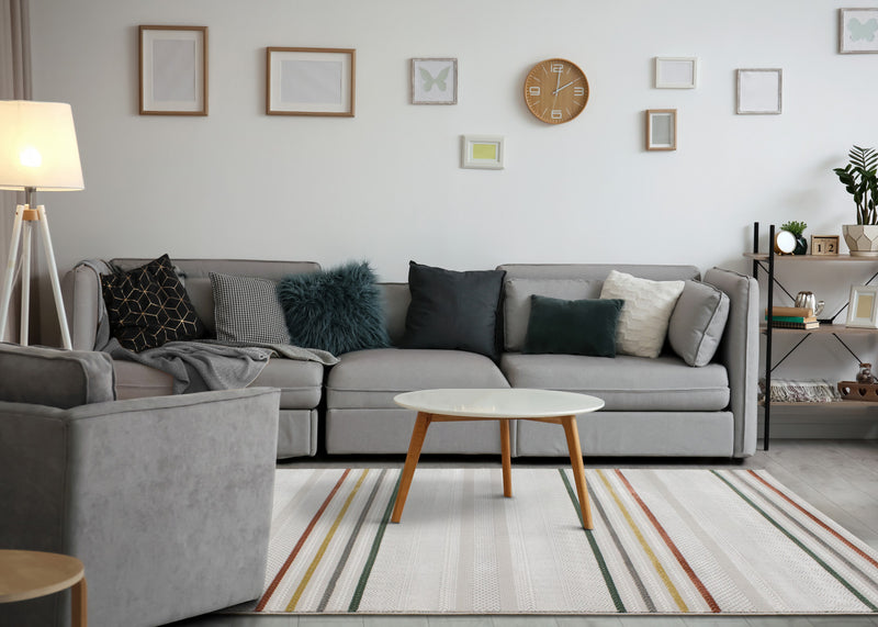 Carpette London à rayures multicolores - 5 pi 3 po x 7 pi 7 po